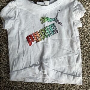 Puma Baby Girl White Multicolor Logo T-Shirt Size 12 Months